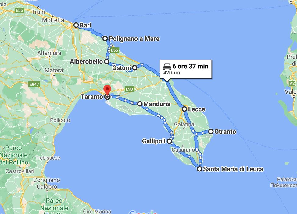 Car itinerary in the Apulia region?